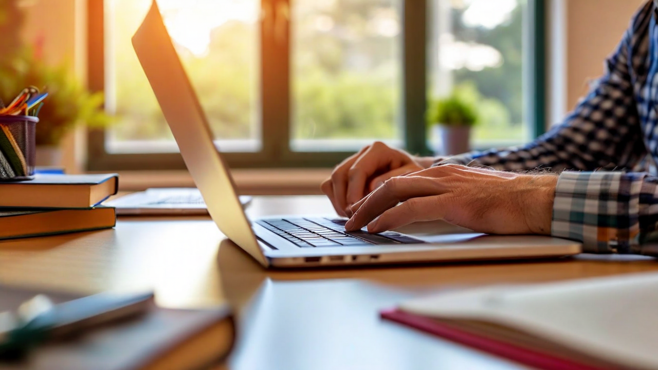 Blog article image — — teacher reviewing data on laptop at desk after school hours